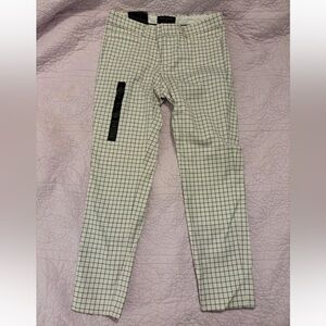 Checkered Banana Republic Cream and Black Pants